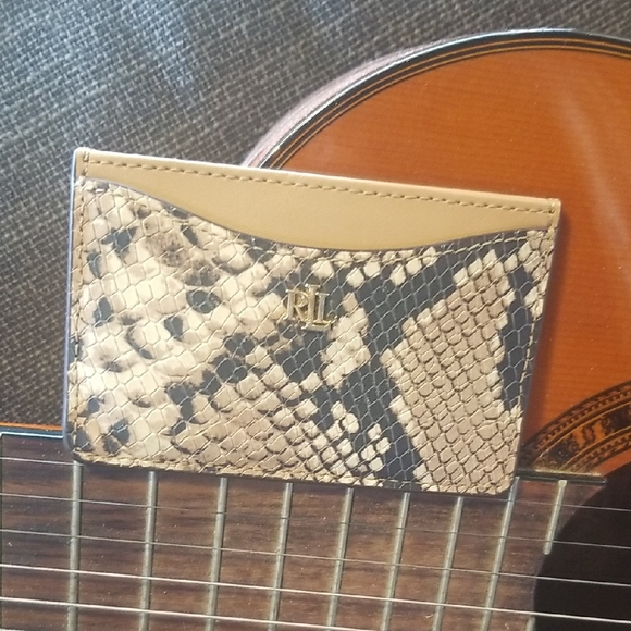 Ralph Lauren Beige and Black Snakeskin Card Holder - Picture 1 of 5